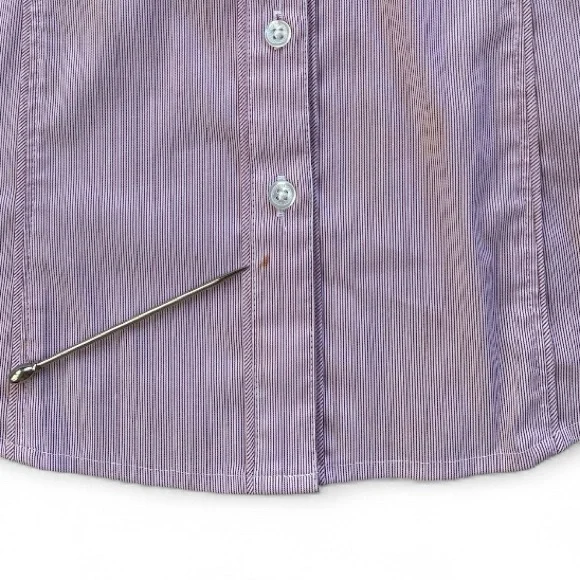 White House Black Market Lavender Striped Shirt - Picture 6 of 6